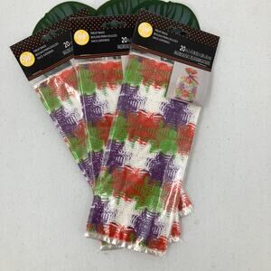 Wilton Multi Color Spider Web Halloween Plastic Treat Candy Party Favor Bags Set